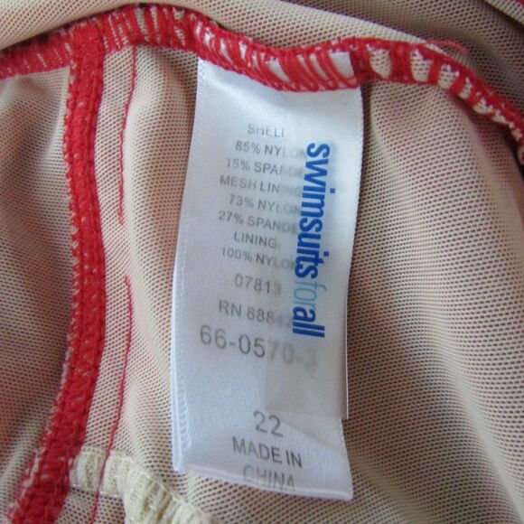 Swimsuits For All One Piece Swimsuit 22 Red Ruched Underwire Tummy Control Beach - Picture 9 of 9